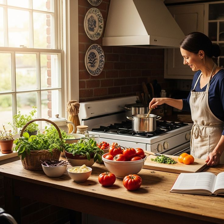 Kitchen preparation area with organized ingredients for varied meal planning